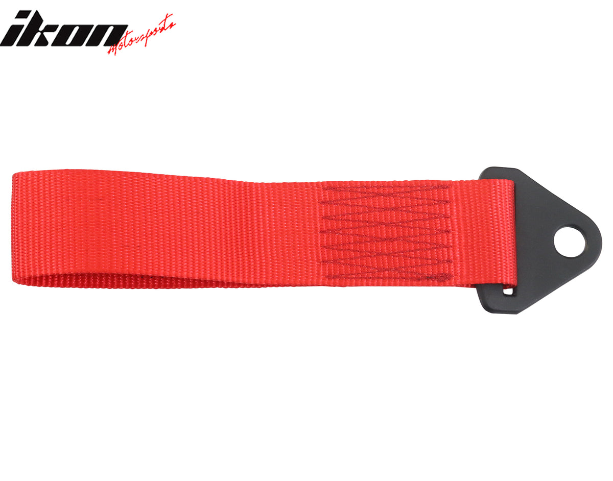 IKON MOTORSPORTS Tow Straps, Compatible with Universal Truck SUV ATV UTV Off-road, 5700lbs Heavy Duty Custom Decorative Trailer Belt Rope Hook With IKON Logo (Red, 1PC)