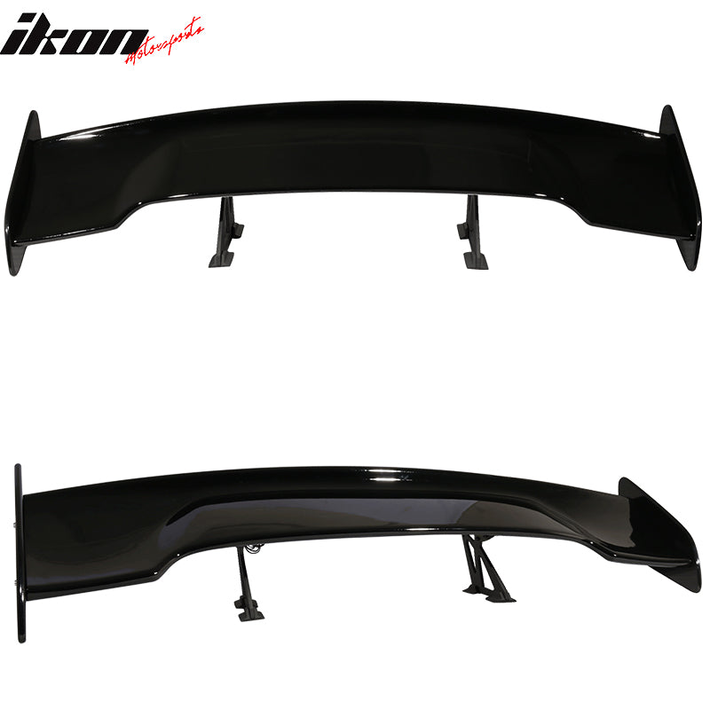Universal 57" Inch GT Rear Trunk Spoiler Wing & LED Brake Light Gloss Black ABS