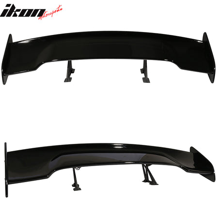 Universal 57" Inch GT Rear Trunk Spoiler Wing & LED Brake Light Gloss Black ABS