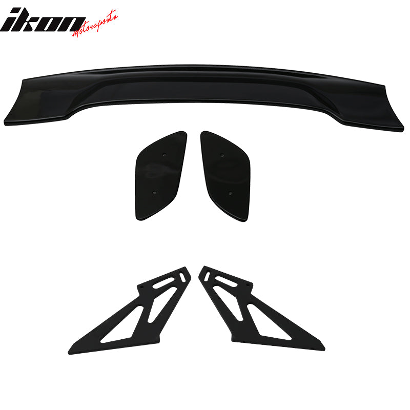 Universal 57" Inch GT Rear Trunk Spoiler Wing & LED Brake Light Gloss Black ABS