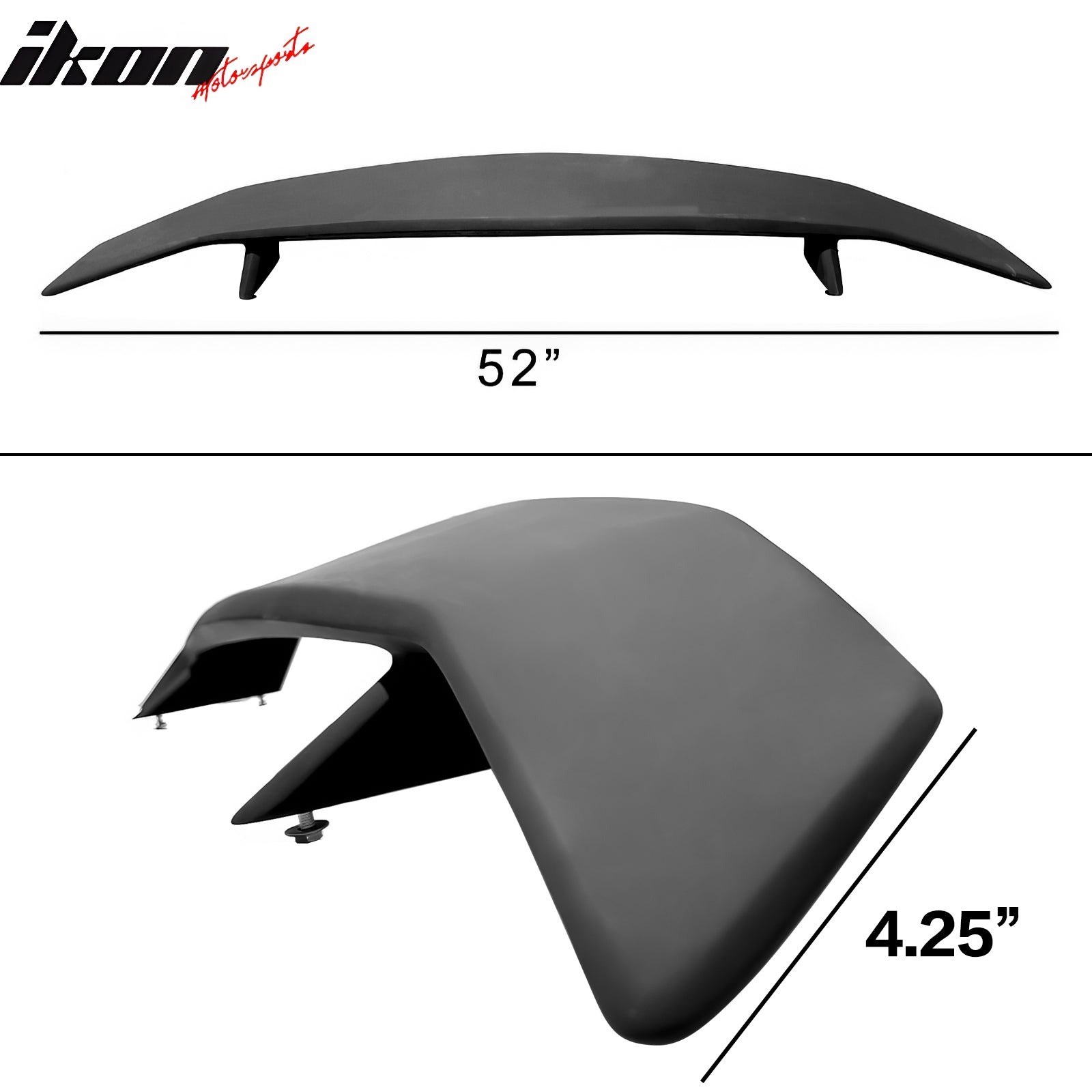 Fits Universal GT Style FRP - Fiberglass Black Rear Trunk Spoiler