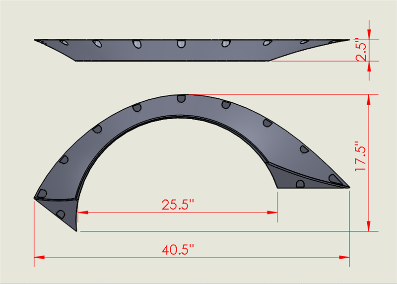 Universal 40.5"x17.5" RB Style 4PC Fender Flares Body Wheel Extra Wide Arches PP