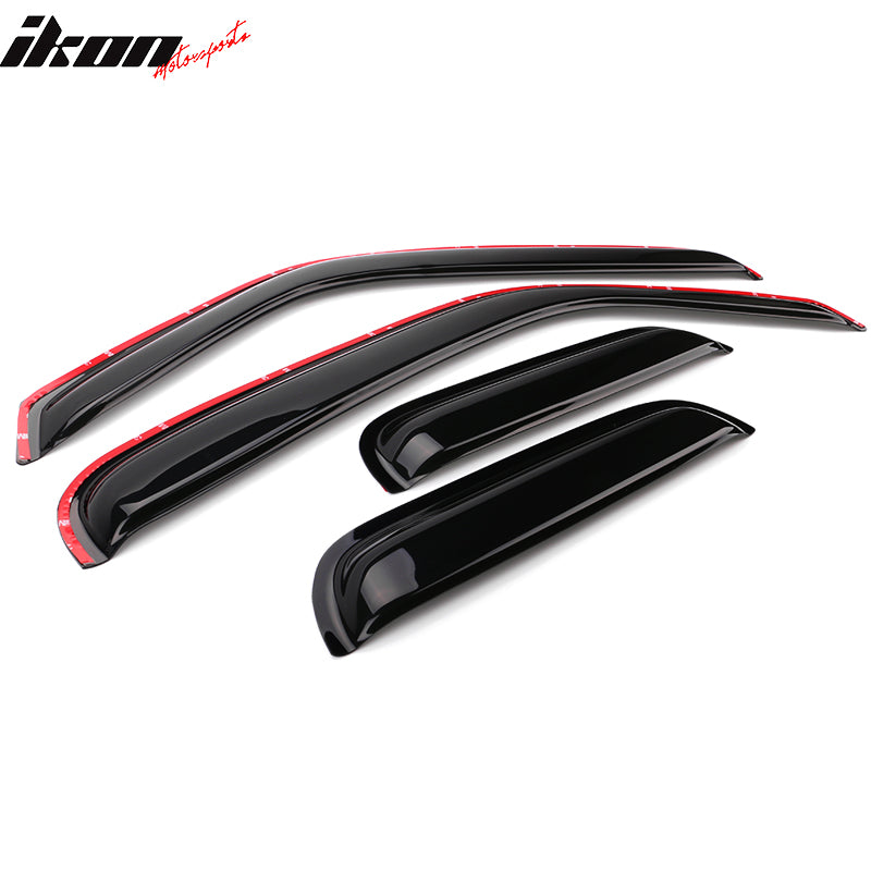 IKON MOTORSPORTS In-Channel Window Visor Compatible with 1999-2011 Ford Ranger, 1999-2000 B2500, 1999-2007 B3000, 1999-2009 B4000 with Extended Cab, Slim Style Acrylic Smoke Tinted 4PC Air Deflector