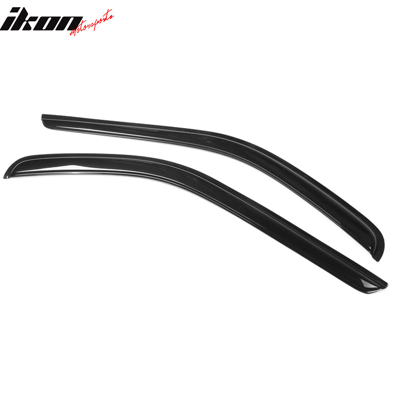 IKON MOTORSPORTS Tape On External Window Visors, Compatible With 2014-2020 Ford Transit, Slim Style Acrylic Black Wind Deflectors