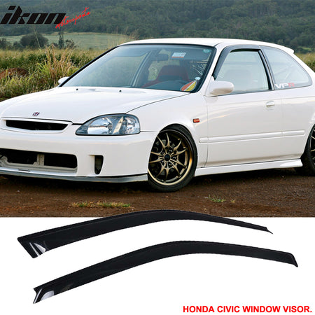 Fits 99-00 Honda Civic EK Mugen Style Front Bumper Lip PP + 2PCS Window Visors