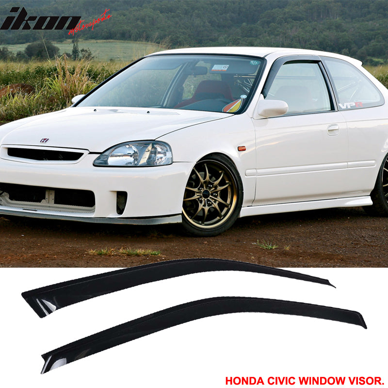 Fits Honda Civic 99-00 EK 3D PP PP Front Bumper Lip Spoiler + Sun Window Visor