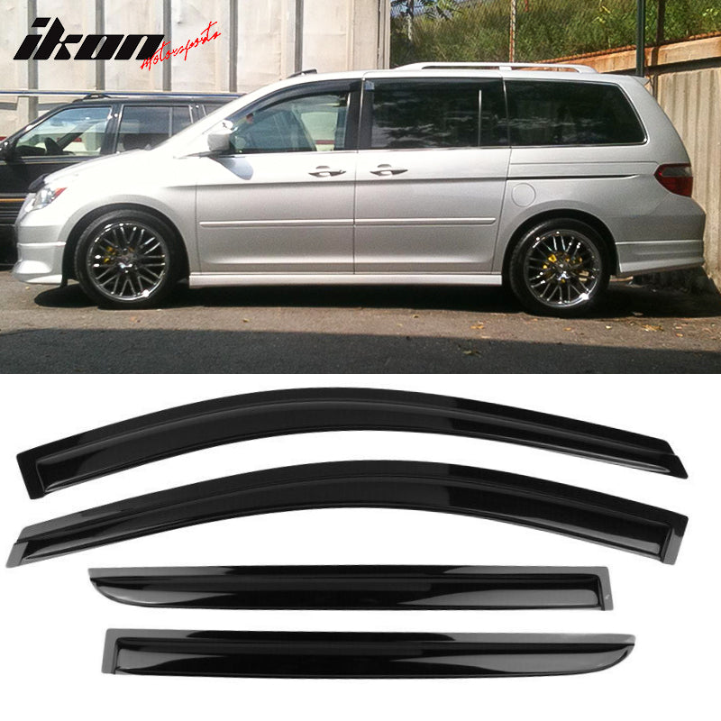 IKON MOTORSPORTS, Window Visor Compatible With 2005-2007 Honda Odyssey Vent Sun Shade Rain Guards Side Window Deflectors