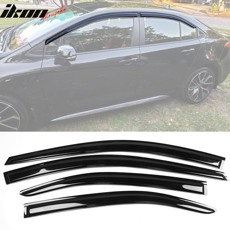 IKON MOTORSPORTS, Window Visor Compatible With 2020-2022 Toyota Corolla Sedan Vent Sun Shade Rain Guards Side Window Deflectors