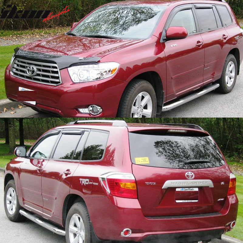IKON MOTORSPORTS, Window Visor Compatible With 2008-2013 Toyota Highlander Vent Sun Shade Rain Guards Side Window Deflectors