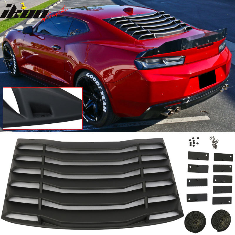IKON MOTORSPORTS, Window Louver Compatible With 2016-2023 Chevy Camaro, IKON Style,Rear Louver and Side Quarter Scoop Louvers