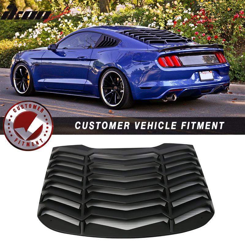 2015-2023 Ford Mustang IKON Black Rear Window Louver Cover ABS