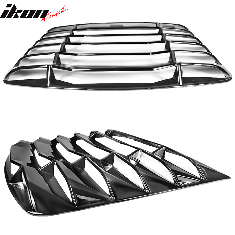IKON MOTORSPORTS, Rear Window Louver Compatible With 2003-2008 Nissan 350Z Coupe, IKON Style Gloss Black ABS Plastic Sun Shade Cover Vent Windshield, 2004 2005 2006 2007