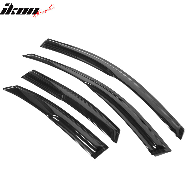 Window Visor Compatible With 2000-2007 Ford Focus, Acrylic Smoke Tinted & Semi-transparent Sun Rain Shade Guard Wind Vent Air Deflector by IKON MOTORSPORTS, 2001 2002 2003 2004 2005 2006