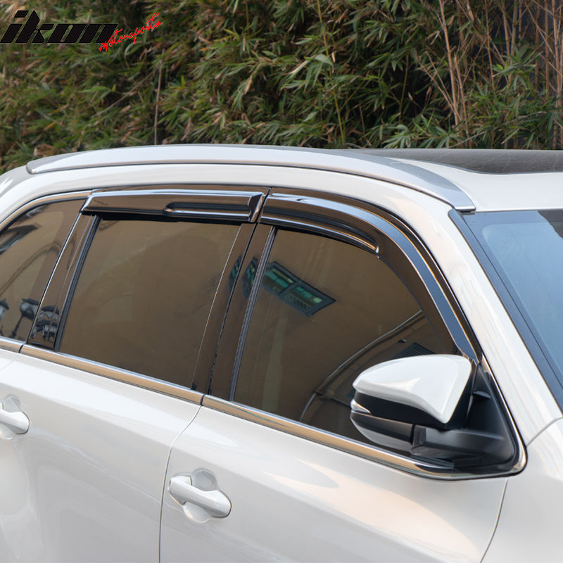 IKON MOTORSPORTS, Window Visor Compatible With 2014-2019 Toyota Highlander Vent Sun Shade Rain Guards Side Window Deflectors