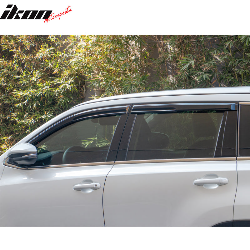 IKON MOTORSPORTS, Window Visor Compatible With 2014-2019 Toyota Highlander Vent Sun Shade Rain Guards Side Window Deflectors